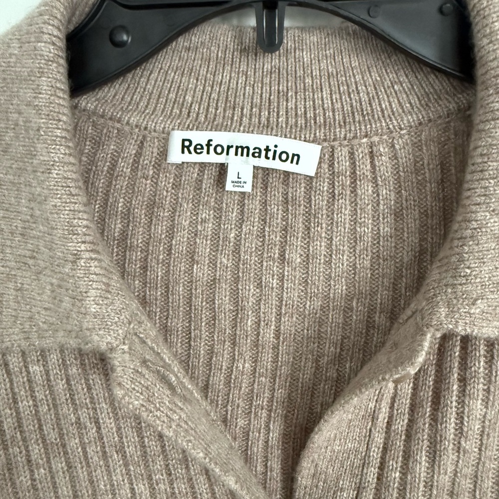 Reformation NEW Fantino Cashmere Collared Cardigan (Oatmeal) - Picture 9 of 14